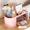 imageMarbrasse Pen Organizer with 4 Drawer MultiFunctional Pencil Holder for Desk Desk Organizers and Accessories with 4 Compartments  Drawer for Office Art Supplies WhitePen Holder 2 Drawer Pink03