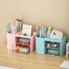 imageMarbrasse Pen Organizer with 4 Drawer MultiFunctional Pencil Holder for Desk Desk Organizers and Accessories with 4 Compartments  Drawer for Office Art Supplies WhitePen Holder 2 Drawer Pink03