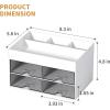 imageMarbrasse Pen Organizer with 4 Drawer MultiFunctional Pencil Holder for Desk Desk Organizers and Accessories with 4 Compartments  Drawer for Office Art Supplies WhitePen Holder 4 DrawerWhite