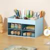 imageMarbrasse Pen Organizer with 4 Drawer MultiFunctional Pencil Holder for Desk Desk Organizers and Accessories with 4 Compartments  Drawer for Office Art Supplies WhitePen Holder 4 DrawerBlue