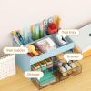 imageMarbrasse Pen Organizer with 4 Drawer MultiFunctional Pencil Holder for Desk Desk Organizers and Accessories with 4 Compartments  Drawer for Office Art Supplies WhitePen Holder 4 DrawerBlue