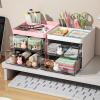 imageMarbrasse Pen Organizer with 4 Drawer MultiFunctional Pencil Holder for Desk Desk Organizers and Accessories with 4 Compartments  Drawer for Office Art Supplies WhitePink