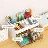 imageMarbrasse Pen Organizer with 4 Drawer MultiFunctional Pencil Holder for Desk Desk Organizers and Accessories with 4 Compartments  Drawer for Office Art Supplies WhitePen Holder 4 DrawerWhite