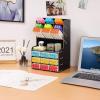 imageMarbrasse Upgraded Wooden Pencil Holder Pen Organizer for Desk Easy Assembly Art Supply Organizer Desktop Stationary Organizer Caddy BlackBlack