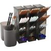 imageMarbrasse 5 Pcs Desk Organizer Pen Organizer Storage for Office School Home Supplies Translucent Black Pen Storage Holder Set of 3 2 Cups 14Compartments Black