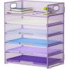 imageMarbrasse 6 Tier Paper Organizer Letter Tray  Mesh Desk File Organizer with Handle Paper Sorter Organizer for LetterA4 Office File Folder Holder  Black6 Tier  Purple