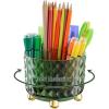 imageMarbrasse Desk Organizer 360Degree Rotating Pen Pencil Holder for Desk Desk Organizers and Accessories with 5 Compartments Pencil Organizer Transparent gold edgeDark green