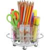 imageMarbrasse Desk Organizer 360Degree Rotating Pen Pencil Holder for Desk Desk Organizers and Accessories with 5 Compartments Pencil Organizer Transparent gold edgeTransparent silver edge