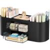 imageMarbrasse Desk Organizer Pen Holder for Desk with 3 Drawers MultiFunctional Pencil Holder Desk Organizers and Accessories with 7 Compartments for Home School ClassroomWhiteBlack