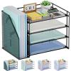imageMarbrasse Desk Organizer and Accessories4Tier Paper Letter Tray Organizer with File HolderDesk Accessories ampamp Workspace Desktop Organizers for School Home Office Desk Supplies BlackBlack