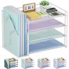 imageMarbrasse Desk Organizer and Accessories4Tier Paper Letter Tray Organizer with File HolderDesk Accessories ampamp Workspace Desktop Organizers for School Home Office Desk Supplies BlackWhite
