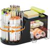 imageMarbrasse Desk Organizer with 2 Drawer 360Rotating Pen Holder for Desk Desk Organizers and Accessories with 6 Slots Pencil Organizer  2 Drawer Art Supply Storage Box Caddy for Office WhiteBlack