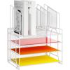 imageMarbrasse Desk Organizer with Drawer 4Tier Mesh Desk File Organizer with 5 Vertical File Holders and 2 Pen Holders Multifunction Desktop Organizer4Tier White