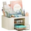 imageMarbrasse Pen Organizer with 2 Drawer MultiFunctional Pencil Holder for Desk Desk Organizers and Accessories with 5 Compartments  Drawer for Office Art Supplies WhiteBeige