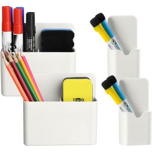 imageMagnetic Dry Erase Marker HolderPen and Eraser Holder for WhiteboardMagnet Pencil Cup Utility Storage Organizer for Office Refrigerator Locker and Metal Cabinets 2 PackMagnetic holder4pcs