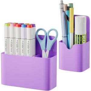imageMagnetic Dry Erase Marker HolderPen and Eraser Holder for WhiteboardMagnet Pencil Cup Utility Storage Organizer for Office Refrigerator Locker and Metal Cabinets 2 PackMagholder2pcsPURPLE