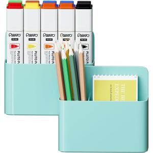 imageMagnetic Dry Erase Marker HolderPen and Eraser Holder for WhiteboardMagnet Pencil Cup Utility Storage Organizer for Office Refrigerator Locker and Metal Cabinets 2 PackGreen