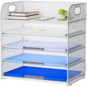 imageMarbrasse 5 Tier Paper Organizer Letter Tray Mesh Desk File Organizer with Handle Paper Sorter Desk Organizer for Home Office SuppliesBlack5 Tier Mesh File Organizerwhite