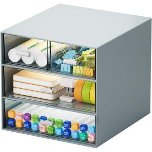 imageMarbrasse Desk Organizer with 6 Drawers 3 Tier Stackable Storage Drawers Plastic Makeup Storage Office Organizers and Storage Desk Storage Box for Office School HomeBlue  4 Drawers