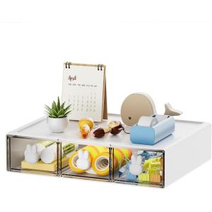 imageMarbrasse Desk Organizer with 6 Drawers 3 Tier Stackable Storage Drawers Plastic Makeup Storage Office Organizers and Storage Desk Storage Box for Office School HomeWhite  3 Drawers