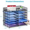 imageMarbrasse 8 Tier Desktop Literature Organizer Mesh Paper Organizer Desk Organizers File Sorter Mail Center Paper Storage Cabinet Classroom Keepers Mailbox for Office Home School BlackMesh Literature Organizer 7 Tier