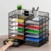 imageMarbrasse 8 Tier Desktop Literature Organizer Mesh Paper Organizer Desk Organizers File Sorter Mail Center Paper Storage Cabinet Classroom Keepers Mailbox for Office Home School BlackLiterature Organizer with Drawer7 tier