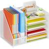 imageMarbrasse Desk Organizer with File Holder 5Tier Paper Letter Tray Organizer Mesh Desk Organizers and Accessories with Magazine Holder Desktop Organizer and Storage for Office Supplies BlackWhite