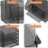 imageMarbrasse Desk Organizer with File Holder 5Tier Paper Letter Tray Organizer Mesh Desk Organizers and Accessories with Magazine Holder Desktop Organizer and Storage for Office Supplies BlackBlack