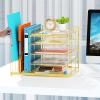 imageMarbrasse Desk Organizer with File Holder 5Tier Paper Letter Tray Organizer Mesh Desk Organizers and Accessories with Magazine Holder Desktop Organizer and Storage for Office Supplies BlackDesk Organizer File Holder NoDrawer G