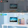 imageMarbrasse Desk Organizer with File Holder 5Tier Paper Letter Tray Organizer Mesh Desk Organizers and Accessories with Magazine Holder Desktop Organizer and Storage for Office Supplies BlackDesk Organizer File Holder NoDrawer R