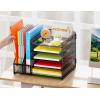 imageMarbrasse Desk Organizer with File Holder 5Tier Paper Letter Tray Organizer Mesh Desk Organizers and Accessories with Magazine Holder Desktop Organizer and Storage for Office Supplies BlackBlack