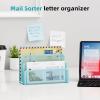 imageMarbrasse Mail Organizer for Desk 3Slot Mesh Metal Mail Holder countertop Letter Holder Office Desktop Envelope and Document Storage Rack BlackBlue