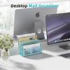 imageMarbrasse Mail Organizer for Desk 3Slot Mesh Metal Mail Holder countertop Letter Holder Office Desktop Envelope and Document Storage Rack BlackBlue