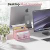 imageMarbrasse Mail Organizer for Desk 3Slot Mesh Metal Mail Holder countertop Letter Holder Office Desktop Envelope and Document Storage Rack BlackPink