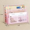 imageMarbrasse Mail Organizer for Desk 3Slot Mesh Metal Mail Holder countertop Letter Holder Office Desktop Envelope and Document Storage Rack BlackPink