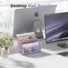 imageMarbrasse Mail Organizer for Desk 3Slot Mesh Metal Mail Holder countertop Letter Holder Office Desktop Envelope and Document Storage Rack BlackPurple
