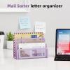 imageMarbrasse Mail Organizer for Desk 3Slot Mesh Metal Mail Holder countertop Letter Holder Office Desktop Envelope and Document Storage Rack BlackPurple