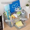 imageMarbrasse Mesh Desk Organizer Pen Organizer with 2 Drawer MultiFunctional Pencil Holder for Desk Desk Organizers and Accessories with 5 Compartments  Drawer for Office Art Supplies BlackSilver