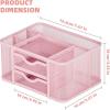 imageMarbrasse Mesh Desk Organizer Pen Organizer with 2 Drawer MultiFunctional Pencil Holder for Desk Desk Organizers and Accessories with 5 Compartments  Drawer for Office Art Supplies BlackPink