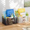 imageMarbrasse Mesh Desk Organizer Pen Organizer with 2 Drawer MultiFunctional Pencil Holder for Desk Desk Organizers and Accessories with 5 Compartments  Drawer for Office Art Supplies BlackWhite