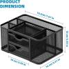 imageMarbrasse Mesh Desk Organizer Pen Organizer with 2 Drawer MultiFunctional Pencil Holder for Desk Desk Organizers and Accessories with 5 Compartments  Drawer for Office Art Supplies BlackBlack