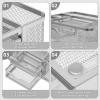 imageMarbrasse Mesh Desk Organizer Pen Organizer with 2 Drawer MultiFunctional Pencil Holder for Desk Desk Organizers and Accessories with 5 Compartments  Drawer for Office Art Supplies BlackSilver