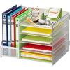 imageMarbrasse Desk Organizer with File Holder 5Tier Paper Letter Tray Organizer Mesh Desk Organizers and Accessories with Magazine Holder Desktop Organizer and Storage for Office Supplies BlackWhite
