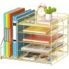 imageMarbrasse Desk Organizer with File Holder 5Tier Paper Letter Tray Organizer Mesh Desk Organizers and Accessories with Magazine Holder Desktop Organizer and Storage for Office Supplies BlackDesk Organizer File Holder NoDrawer G