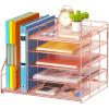 imageMarbrasse Desk Organizer with File Holder 5Tier Paper Letter Tray Organizer Mesh Desk Organizers and Accessories with Magazine Holder Desktop Organizer and Storage for Office Supplies BlackDesk Organizer File Holder NoDrawer R
