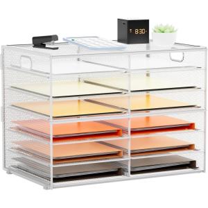 imageMarbrasse 8 Tier Desktop Literature Organizer Mesh Paper Organizer Desk Organizers File Sorter Mail Center Paper Storage Cabinet Classroom Keepers Mailbox for Office Home School BlackWhite A4 paper only  6 Tier