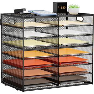 imageMarbrasse 8 Tier Desktop Literature Organizer Mesh Paper Organizer Desk Organizers File Sorter Mail Center Paper Storage Cabinet Classroom Keepers Mailbox for Office Home School BlackA4 paper only  8 tier
