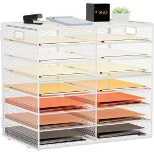 imageMarbrasse 8 Tier Desktop Literature Organizer Mesh Paper Organizer Desk Organizers File Sorter Mail Center Paper Storage Cabinet Classroom Keepers Mailbox for Office Home School BlackWhite Mesh Literature Organizer  8 Tier