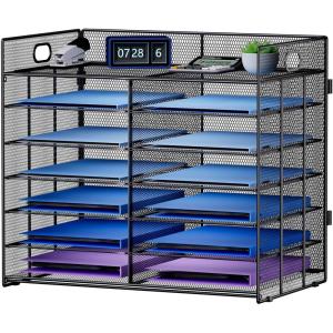 imageMarbrasse 8 Tier Desktop Literature Organizer Mesh Paper Organizer Desk Organizers File Sorter Mail Center Paper Storage Cabinet Classroom Keepers Mailbox for Office Home School BlackMesh Literature Organizer 7 Tier
