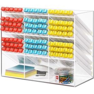 imageMarbrasse Clear Pen Organizer Storage Acrylic Desk Organizer with 12 Compartments Pen Organizer for Desk Desktop Art Organizer for Office School Art SuppliesAcrylic 10G